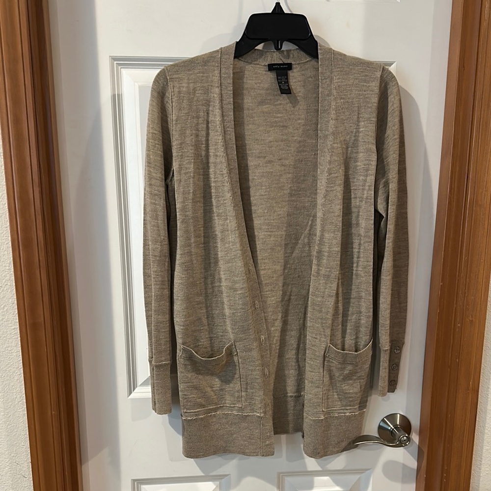Tan wool Cardigan Sweater